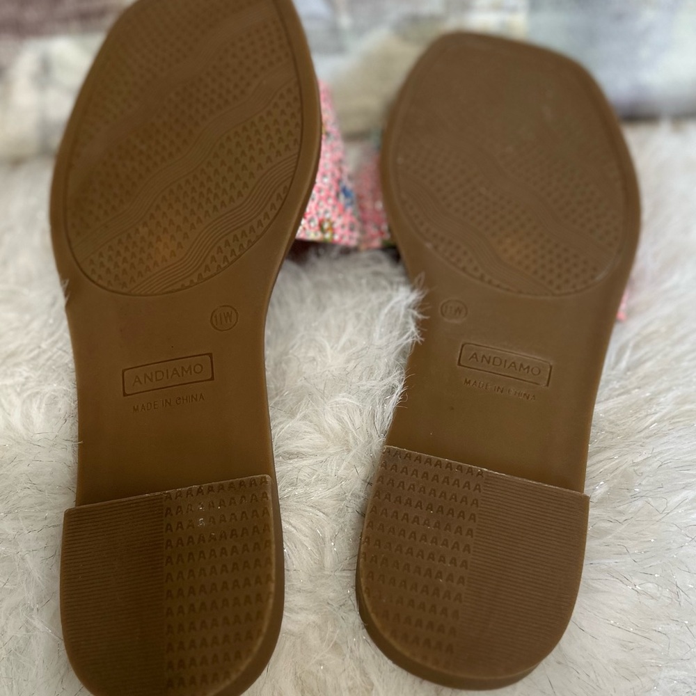 Embellished Pink Floral Slide Sandals - Picture 6 of 6